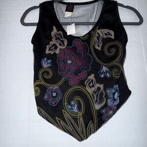 Lucca NWT 90s Y2K Whimsygoth Groovival Fairycore Handkerchief Hem Crop Top Sheer